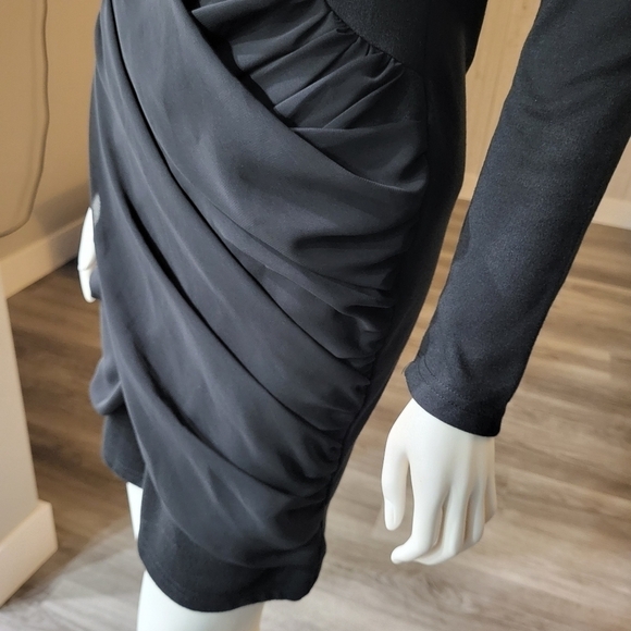 EBUBA - Black Draped Long Sleeve Mini dress - Picture 5 of 8